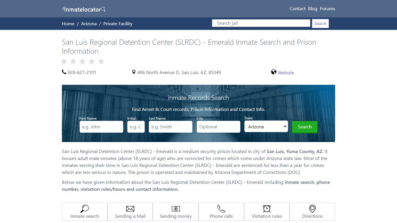 San Luis Regional Detention Center ... - Free Inmate Search