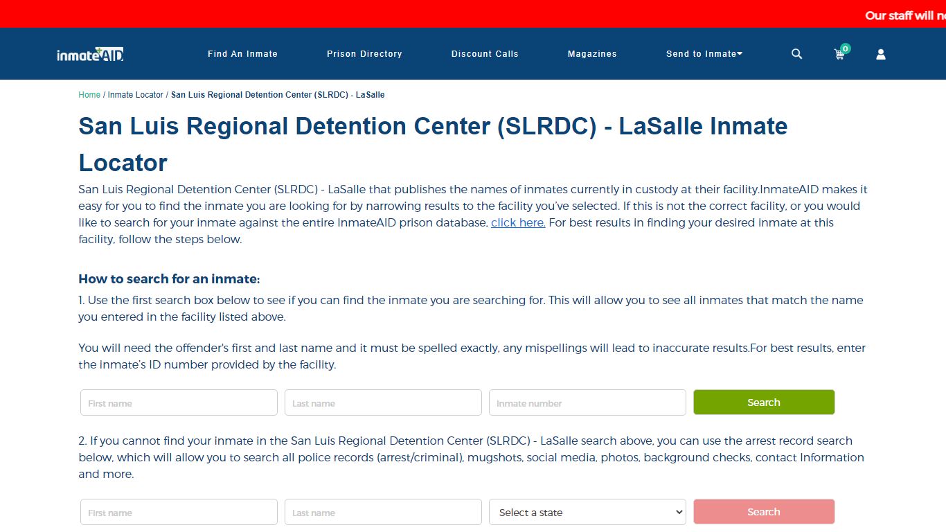 San Luis Regional Detention Center (SLRDC) - InmateAid